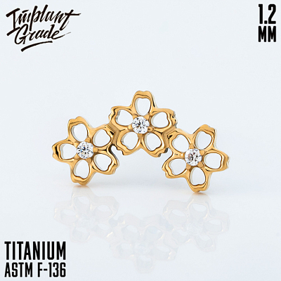 Накрутка Hollow 3 Flowers Gold 1.2 мм